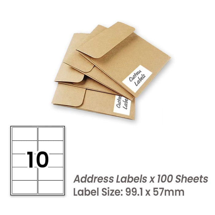 300 Sheets A4 White Self Adhesive Paper Address Mailing Laser Inkjet Sticker Labels 99.1 x 57mm - 10 Labels Per Sheet