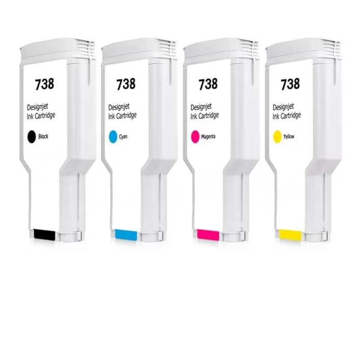4 Pack HP 738B 738 Generic 300ML DesignJet Ink Cartridges Combo 498P6A, 676M6A-676M8A 676M6A676M8A [1BK,1C,1M,1Y]