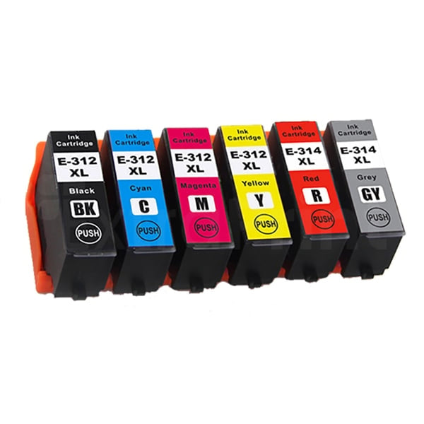 12 Pack Generic for Epson 312XL 314XL High Yield Inkjet Cartridge Combo [2BK,2C,2M,2Y,2GY,2R]