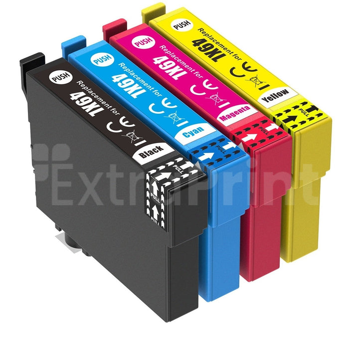 4 Pack Generic for Epson 49XL High Yield Ink Cartridges Combo C13T10F192 - C13T10F492 [1BK, 1C, 1M, 1Y]
