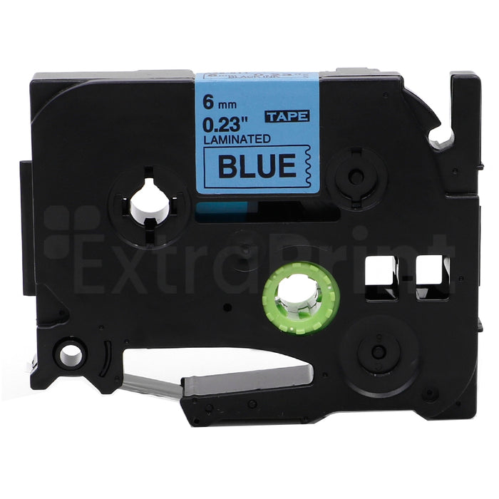 3 x Generic Brother TZe-511 TZe511 6mm Black Text on Blue Laminated Tape - 8 meters