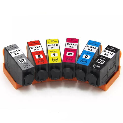 6 Pack Generic for Epson 312XL 314XL High Yield Inkjet Cartridge Combo [1BK,1C,1M,1Y,1GY,1R]
