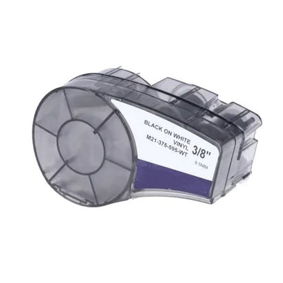 10 x Generic Brady M21-375-595-WT M21375595WT Black on White Vinyl Label Tape 9.5mm x 6.4m
