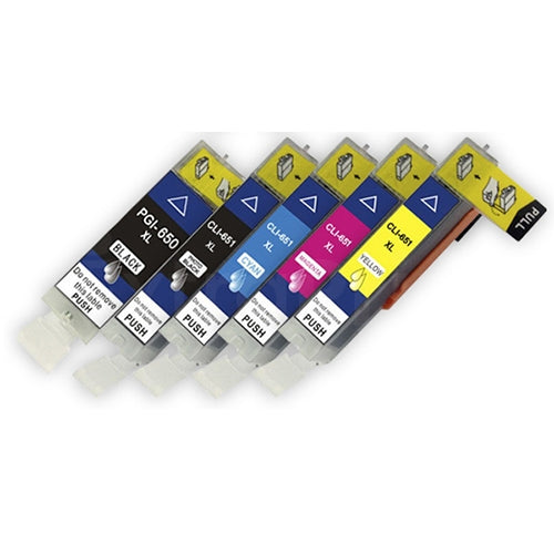 5 Pack Canon PGI-650XL PGI650XL CLI-651XL Generic High Yield Inkjet Cartridges [1BK,1PBK,1C,1M,1Y]