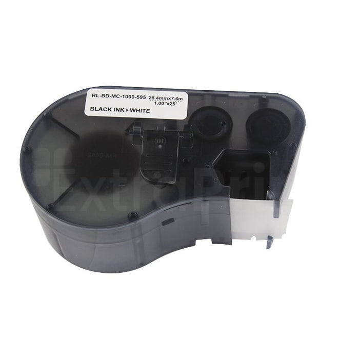 10 x Generic Brady MC-1000-595-WT-BK MC1000595WTBK Black on White Vinyl Label Tape 25.4mm x 7.6m