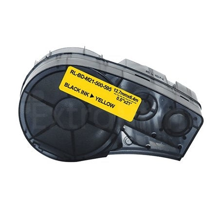 5 x Generic Brady M21-500-595-YL M21500595YL Black on Yellow Vinyl Label Tape 12.7mm x 6.4m