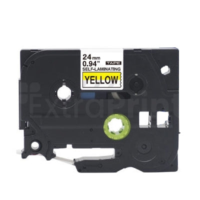 10 x Generic Brother TZe-SL651 TZeSL651 24mm Black Text on Yellow Self-Laminating Label for Cables & Wires - 8 metres