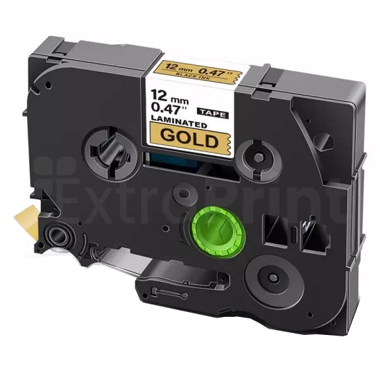 5 x Generic Brother TZe-831 TZe831 12mm Black Text on Gold Laminated Tape - 8 meters