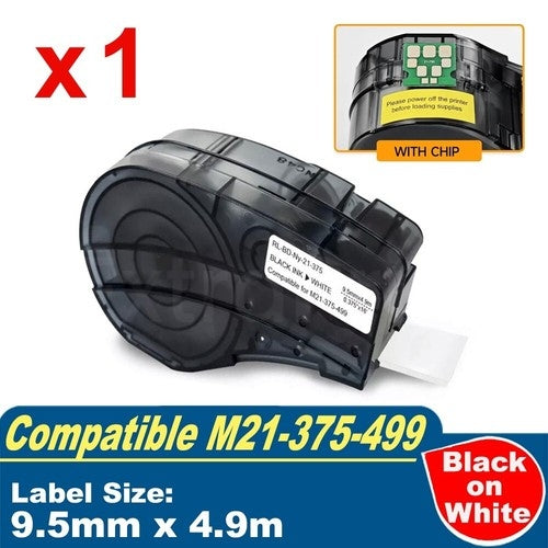 Generic Brady M21-375-499 M21375499 Black on White Nylon Label Tape 9.5mm x 4.9m