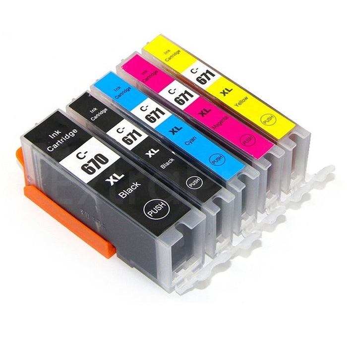 5 Pack Generic Canon PGI-670XL, PGI670XL, CLI-671XL Inkjet Combo [1BK,1PBK,1C,1M,1Y]