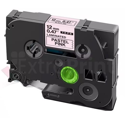 5 x Generic Brother TZe-MQE31 TZeMQE31 12mm Black on Pastel Pink Laminated Tape - 4 metres