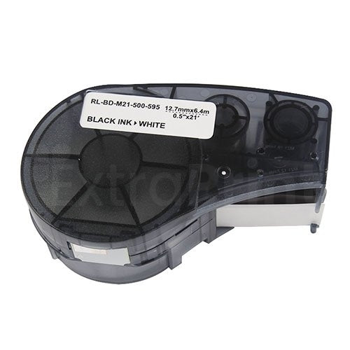 10 x Generic Brady M21-500-595-WT M21500595WT Black on White Vinyl Label Tape 12.7mm x 6.4m