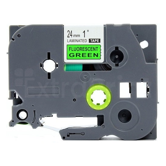 10 x Generic Brother TZe-D51 TZeD51 24mm Black Text on Green Fluorescent Laminated Tape - 5 meters