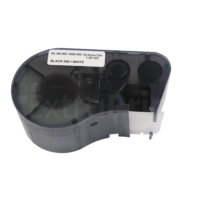 Generic Brady MC-1000-595-WT-BK MC1000595WTBK Black on White Vinyl Label Tape 25.4mm x 7.6m