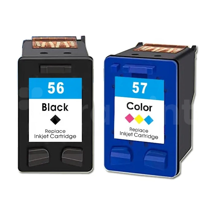 2 Pack HP 56 + 57 Generic Inkjet Cartridges C6656AA + C6657AA [1BK,1CL]