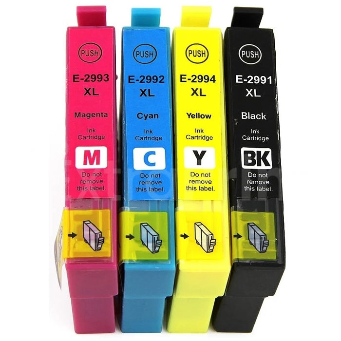 4 Pack Generic for Epson 29XL (C13T29914010-C13T29944010) High Yield Ink Cartridges [BK, C, M, Y]