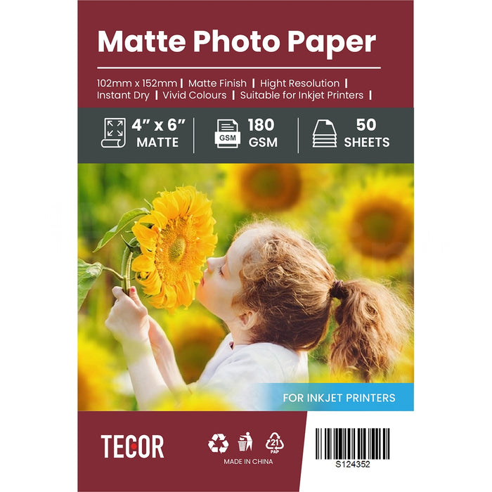 3 x Matte Photo Paper 180GSM 4 x 6 inches for Inkjet Printers - 50 sheets per pack (150 sheets in total)