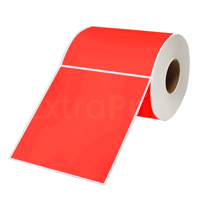24 Rolls 100mm X 150mm Perforated Direct Thermal Labels Red - 350 Labels per Roll