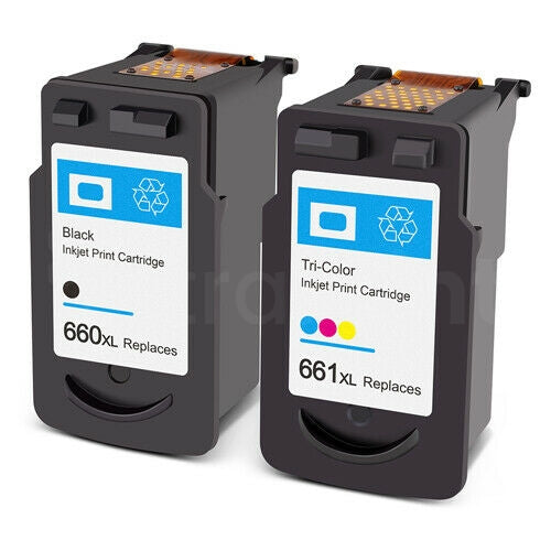 2-Pack Canon PG-660XL PG660XL CL-661XL Generic High Yield Ink Cartridges Combo [1Black + 1Colour]