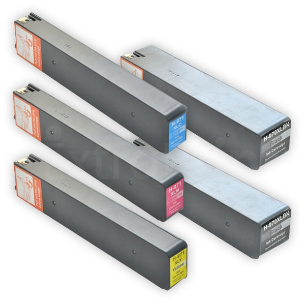 5 Pack HP 970XL + 971XL Generic High Yield Inkjet Cartridges CN625AA-CN628AA CN625AACN628AA [2BK,1C,1M,1Y]