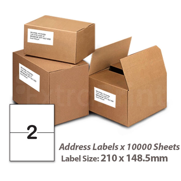 10,000 Sheets A4 White Self Adhesive Paper Address Mailing Laser Inkjet Sticker Labels 210 x 148.5mm - 2 Labels Per Sheet
