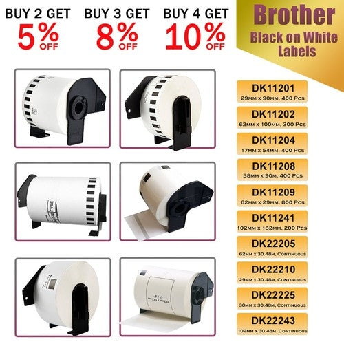3 x Generic Brother DK-22243 DK22243 Black Text on White Continuous Paper Label Roll 102mm x 30.48m